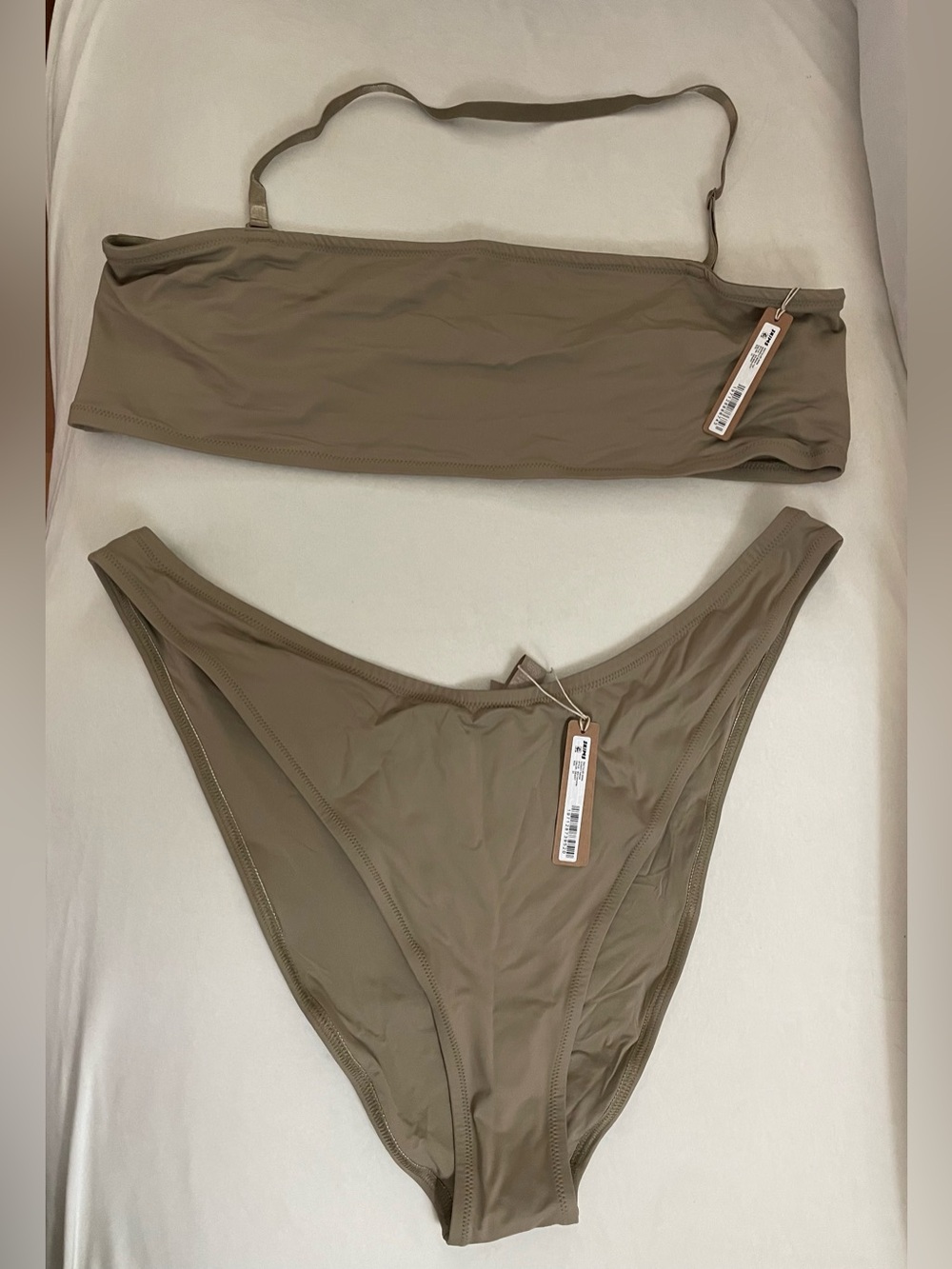 SKIMS 2PC SET Bandeau Bikini Top & Cheeky Tanga Bottom Desert Size 3X